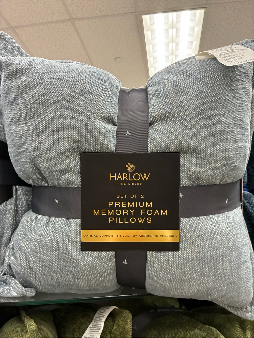 Harlow Light Blue Premium Memory Foam Pillow Set of 2